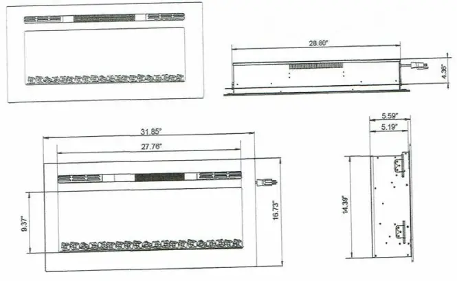 GREYSTONE W31BCFW 31 In-Flat Insert Electric Fireplace -- HANGING2