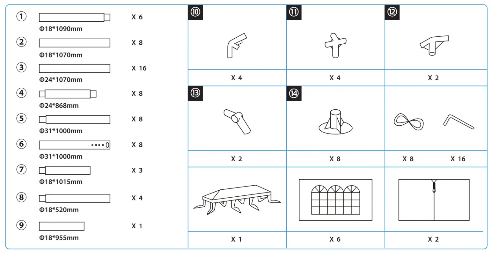 serenelife SLTET30 Party Tent Commercial Instant Shelter with 8 Walls - parts1