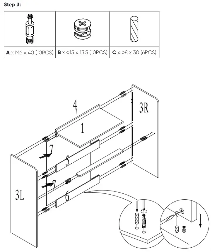 MATT BLATT MBSAUPACDWA Sao Paulo Chest of Drawers - ASSEMBLY Step 3