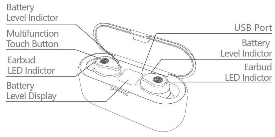 VAENSONG F9 Wireless Bluetooth Earbuds-Sketch
