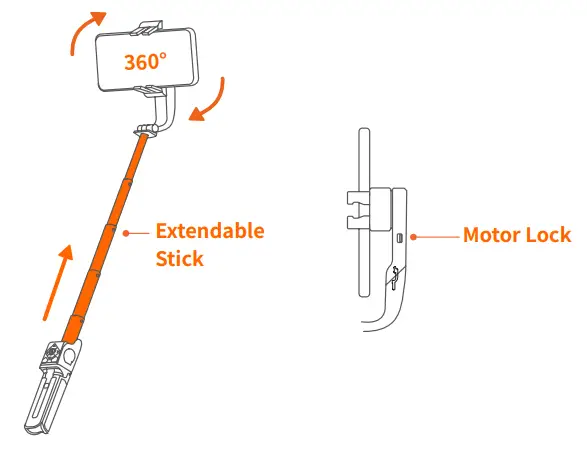 hohem iSteady Q Selfie Tripod with 1 Axis Remote Stabilizer - Handheld