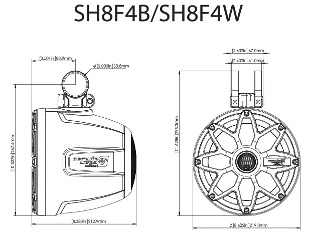 cerwin vega SH65F4B RPM Marine Tower Speakers- Dimension 2