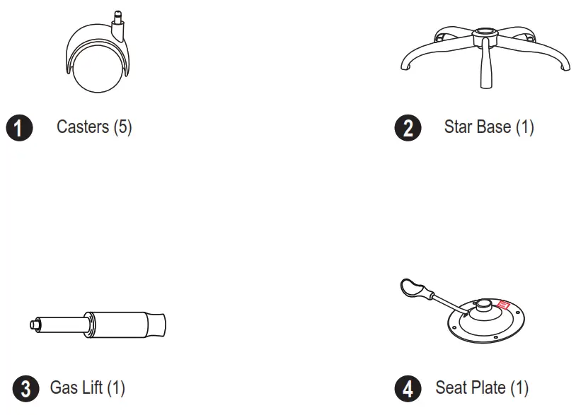 MAINSTAYS Adjustable Rolling Stool - Included Parts-1
