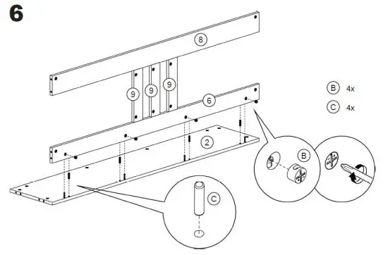 BELLEZE 014-HG-40747-B Bonelli 50 Inch Executive Desk with Hutch Instruction 12