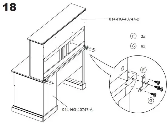 BELLEZE 014-HG-40747-B Bonelli 50 Inch Executive Desk with Hutch Instruction 24