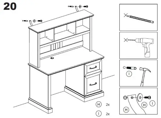 BELLEZE 014-HG-40747-B Bonelli 50 Inch Executive Desk with Hutch Instruction 26