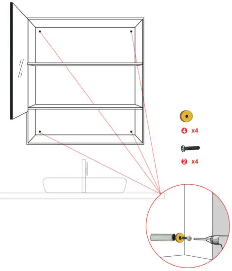 Kahomvis BSTG LKWMC 21R Rectangular Black Wood Surface Mount Medicine Cabinet with Mirror - figure 5