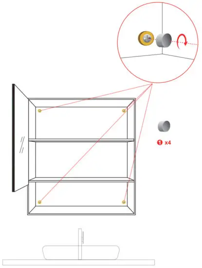 Kahomvis BSTG LKWMC 21R Rectangular Black Wood Surface Mount Medicine Cabinet with Mirror - figure 6