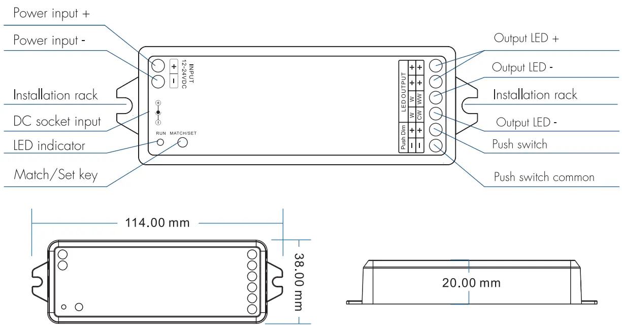 LEDYi Lighting WT1 WiFi and RF 2CH LED Controller - fig