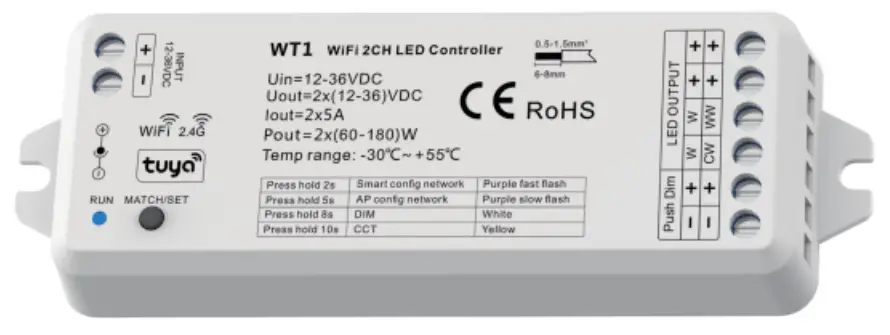LEDYi Lighting WT1 WiFi and RF 2CH LED Controller