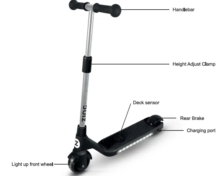 ZINC ZC07288 Beam Light Up Electric Black Scooter-FIG-1