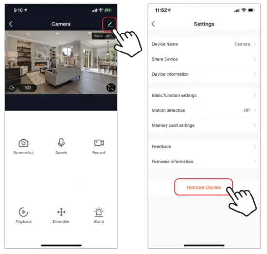 Brookstone BK WIFICAM 2 Smart Camera - REMOVE A DEVICE
