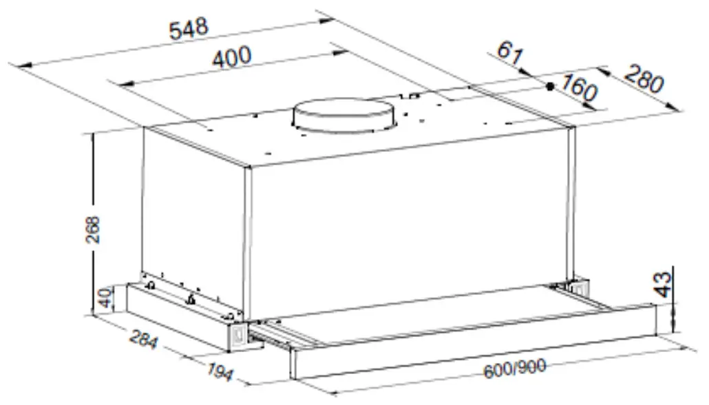 MORRIS MHT 60035 Telescopic Cooker Hood - DIMENSIONS