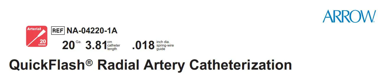 ARROW NA-04220-1A Radial Artery Catheterization User Manual