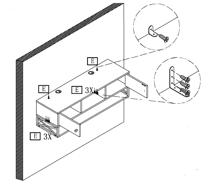 Tribesigns CT-JW0221 Tarik 39 in. Brown and Black Wood Floating TV Stand 23