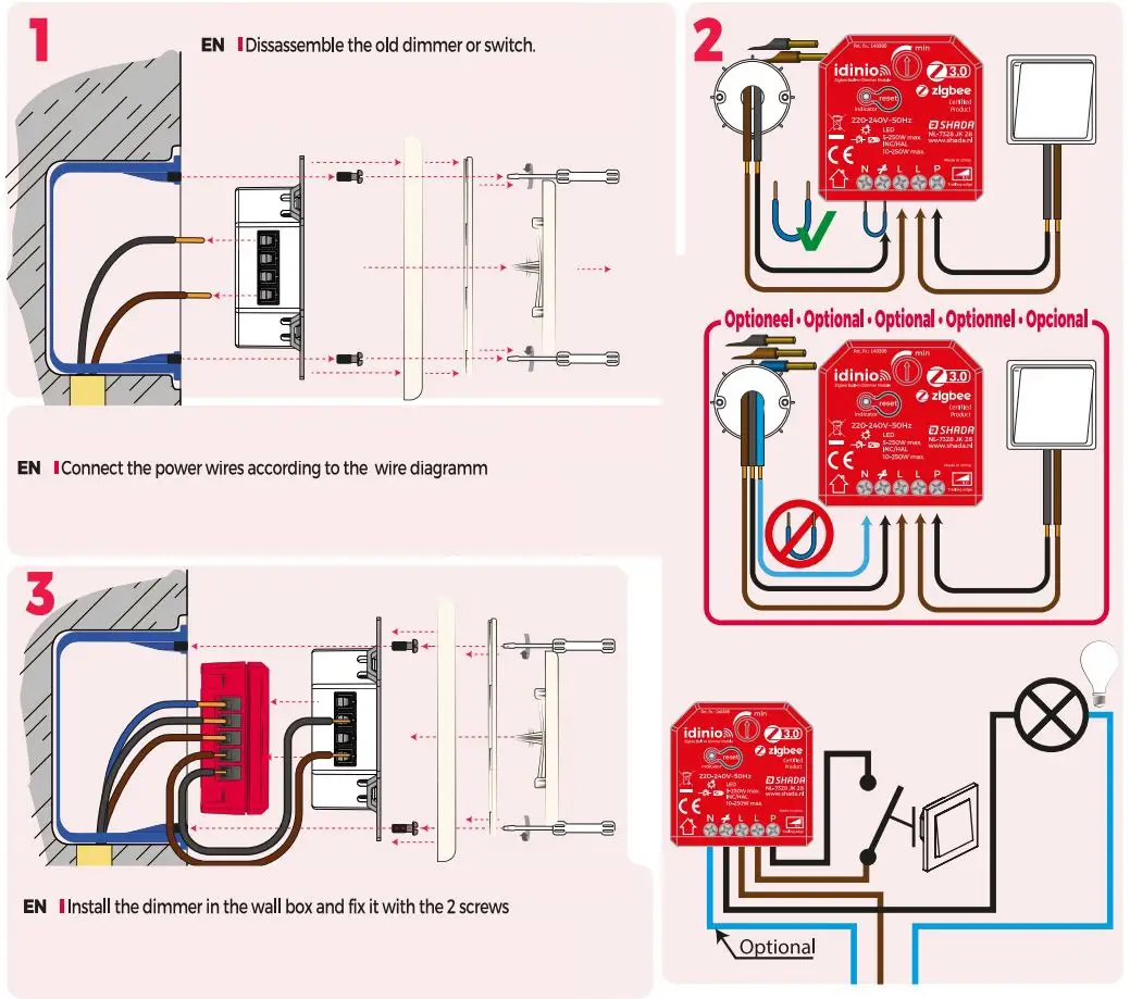 idinio IDI_BOUWDIMMER_ZIGBEE Zigbee LED Dimmer Module User Guide - Disassemble the old