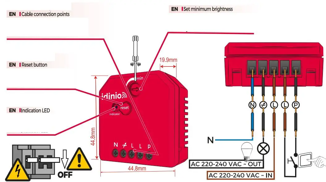 idinio IDI_BOUWDIMMER_ZIGBEE Zigbee LED Dimmer Module User Guide - Installation