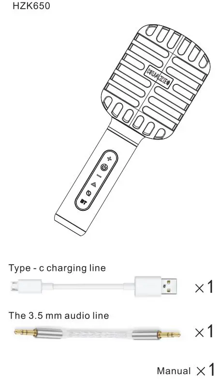 HUAZE-HZK650-Wireless-Bluetooth-Portable-Handheld-Karaoke-Microphone-FIG-1