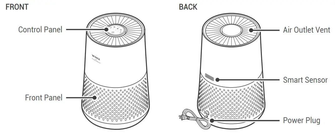 WINIX A231 Tower H13 True HEPA 4 Stage Air Purifier - FRONT