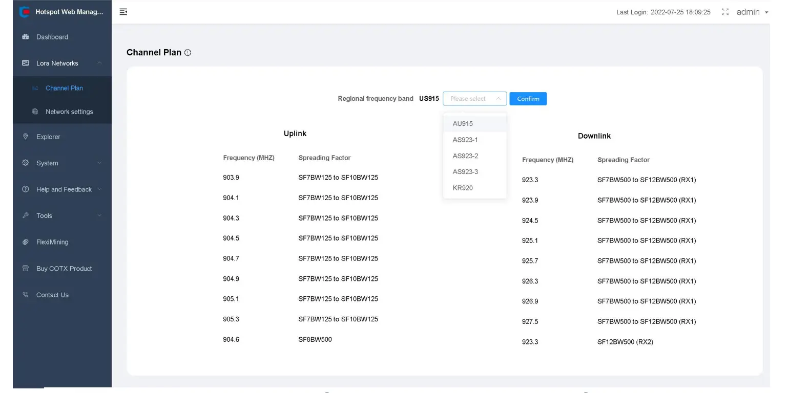 View the LoRaWAN Channel