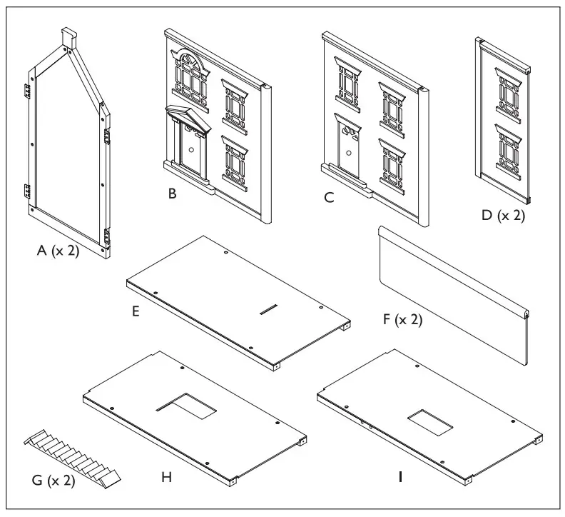 JOHN LEWIS Leckford Dolls House - Parts list