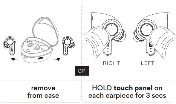 MEE audio B08RHYC7TK X20 Truly Wireless Active Noise Cancelling in Ear Headphone -Power On
