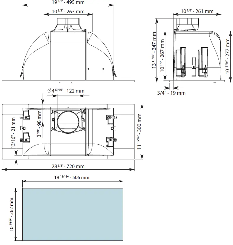 falmec FISAB22B3SS1 22 Inch Stainless Steel Convertible Under Cabinet - 2