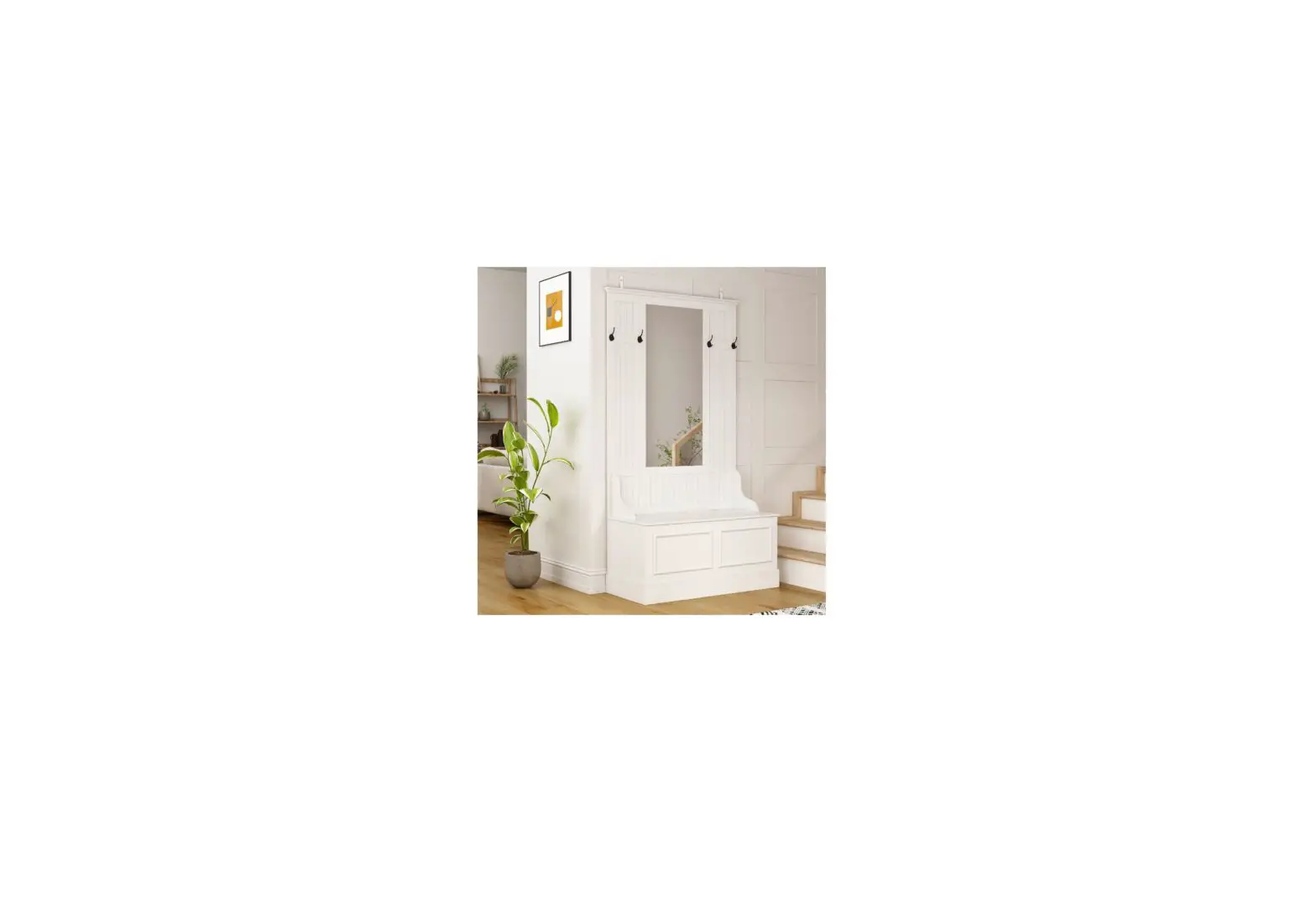 Fufu Gaga Ljy-kf020339-01 Modern 4 Hooks Hall Tree With Mirror And Large Storage Instruction Manual