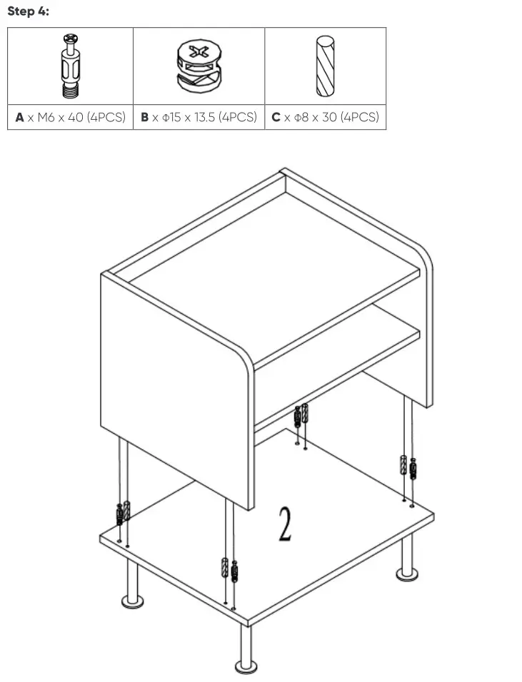 MATT BLATT MBSAUPABTWA Sao Paulo Bedside Table - ASSEMBLY Step 4