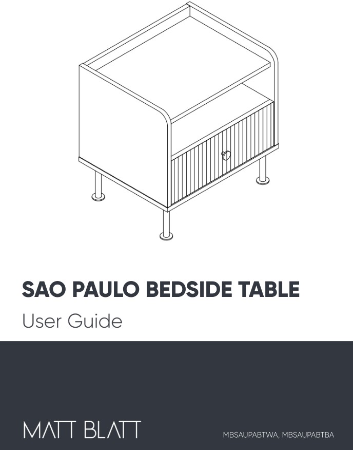 MATT BLATT MBSAUPABTWA Sao Paulo Bedside Table User Guide