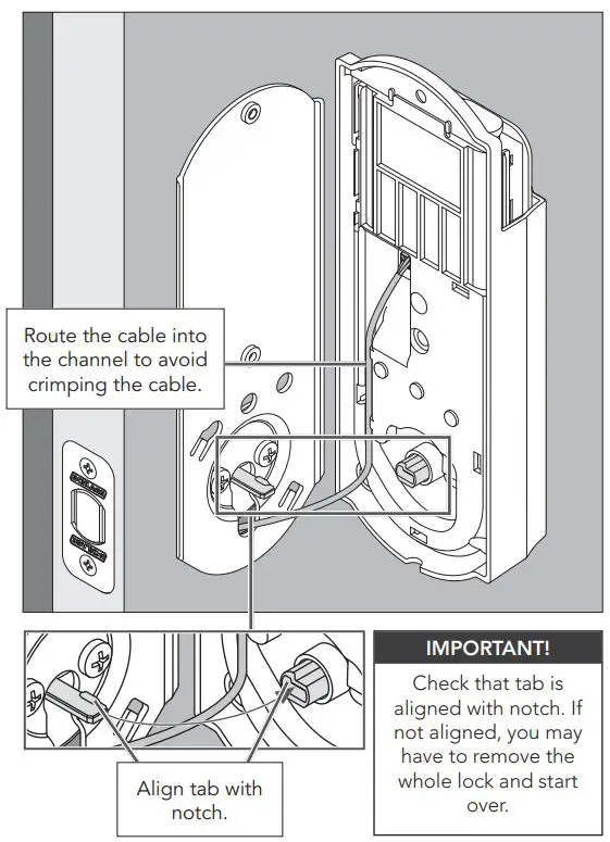 SCHLAGE FBE479AACENLAT625 Sense Century Touchscreen Smart Deadbolt Installation Guide - Install the Alarm Assembly