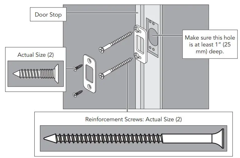 SCHLAGE FBE479AACENLAT625 Sense Century Touchscreen Smart Deadbolt Installation Guide - Install the strike into the frame