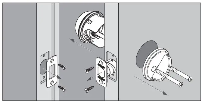 SCHLAGE FBE479AACENLAT625 Sense Century Touchscreen Smart Deadbolt Installation Guide - Remove the current deadbolt from the door