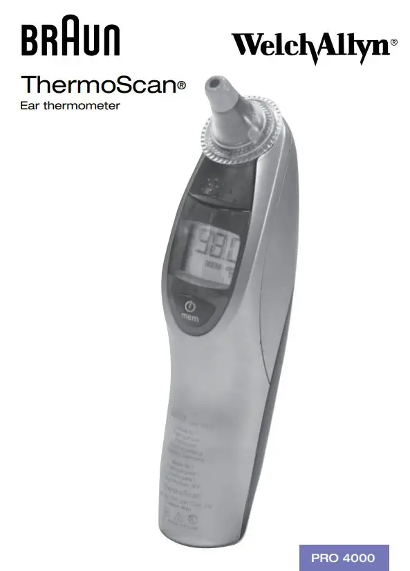 BRAUN PRO 4000 ThermoScan Ear Thermometer User Manual