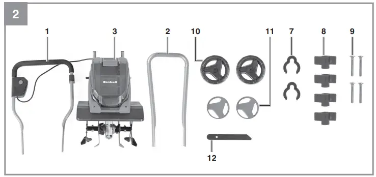 Einhell GE-CR 30 Li Solo Cordless Hoe Tiller Instruction Manual - Fig. 2