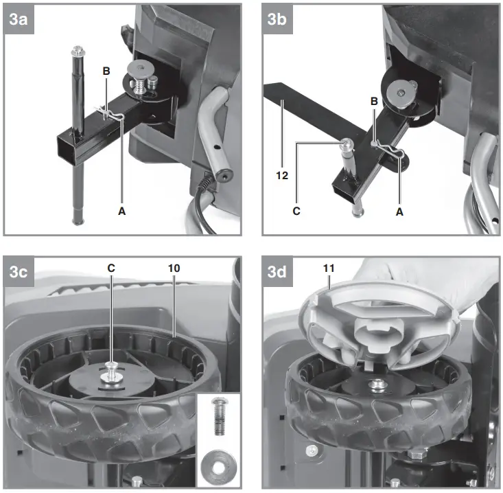 Einhell GE-CR 30 Li Solo Cordless Hoe Tiller Instruction Manual - Fig. 3,a,b,c,d