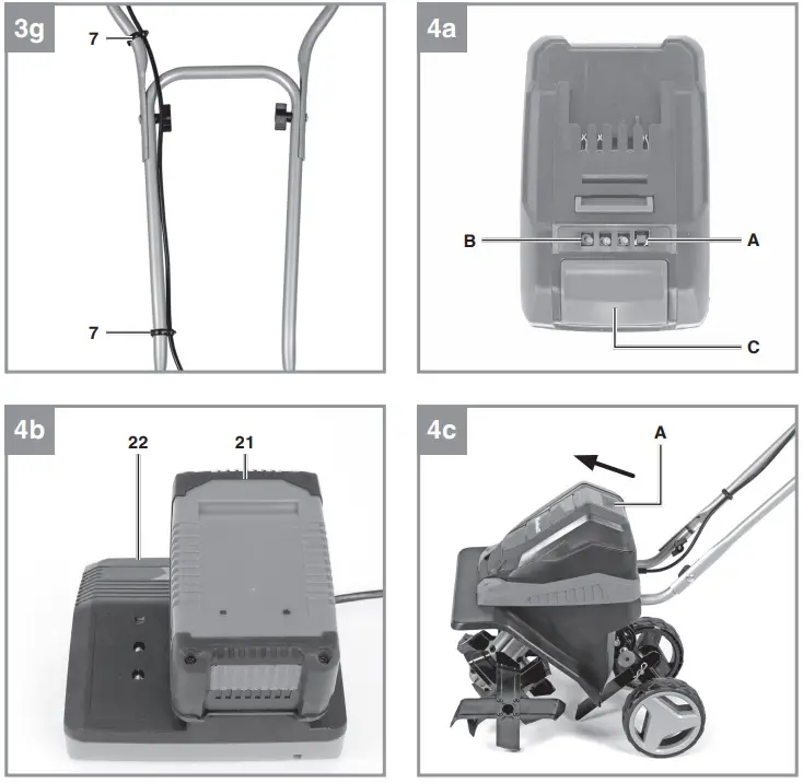 Einhell GE-CR 30 Li Solo Cordless Hoe Tiller Instruction Manual - Fig. 4,a,b,c