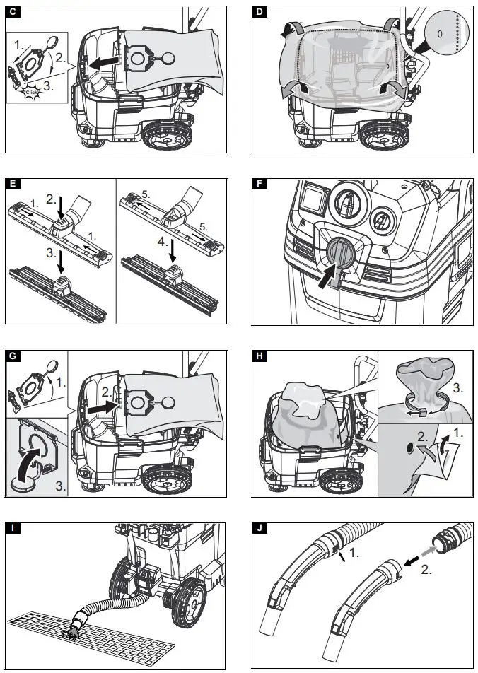 KARCHER NT 30 1 Tact Te M Wet or Dry Vacuum Cleaner Instruction Manual - Fig C,D,E,F,G,H,I,J