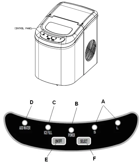 E EUHOMY Y05284716 Portable Ice Maker - control panel