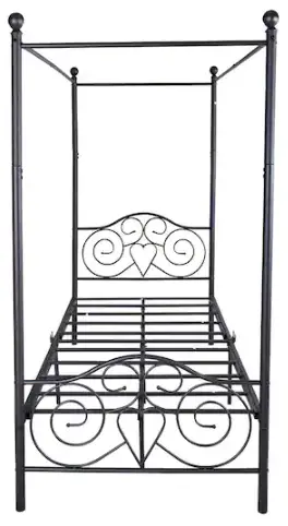 THE-HOME-DEPOT-748E-Black-Metal-Frame-Twin-Canopy-bed-product-image