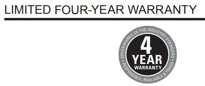 greenworks G-MAX 40V Cordless Chainsaw Warranty User Manual