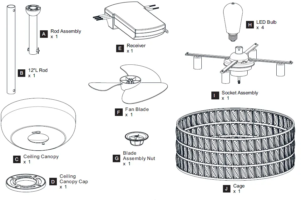 QUOIZEL-QFA4046PK-23-inch-Polished-Nickel-with-Silver-Blades-Fandelier-fig 2