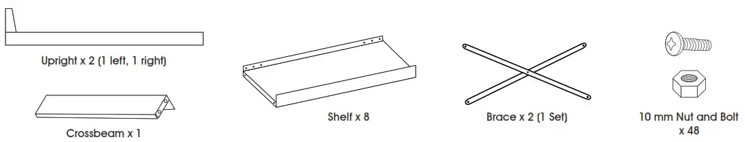 ULINE Gravity Bin Organizer - PARTS LIST
