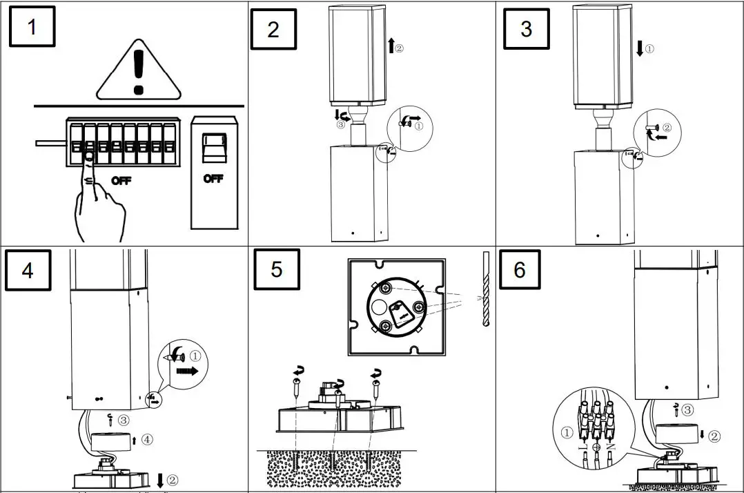 TRIO 401860130 Garden Post Garonne 1x60W Instructions - Fig 1,6