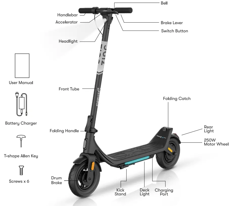 ZINC GZ1 Series Folding Electric Scooter - Figure 1