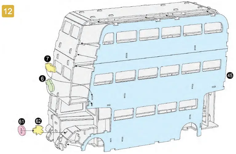 UNIVERSITY-GAMES 08432-Harry -Potter-Knight-Bus-3D-Puzzle-12