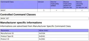 FIG 15 Supported Command Classes not in NIF