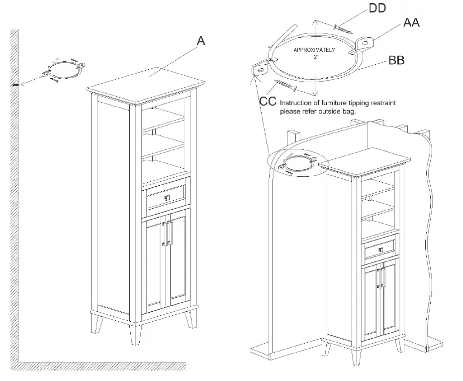 HOME DECORATORS COLLECTION 20305-LT23-ST Grayson 23 Inch W Linen Cabinet 4