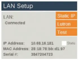 LUXOR LUX300SS Digital Lighting Control Transformer User Guide - Confirm the LAN field displays Connected