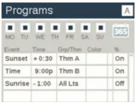 LUXOR LUX300SS Digital Lighting Control Transformer User Guide - Programs